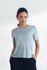 Cielcoco CLWT8103 Camiseta Deportiva de Manga Corta para Mujer en Rayón Suave con Fruncido y Tacto Sedoso _Mint Blue_ Fabricada en Corea